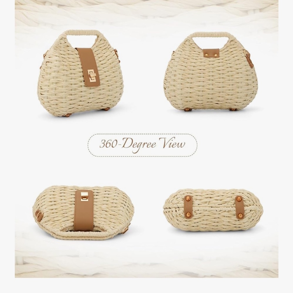 🆕 Straw Crossbody Bag for Women Handwoven Summer Beach Clutch Purses - Picture 3 of 7